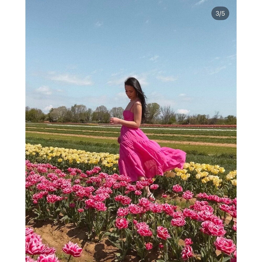 Princess Polly Pink tiered maxi dress - Size 4 (small)